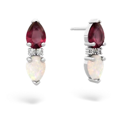 Ruby Bowtie Drop 14K White Gold earrings E0865