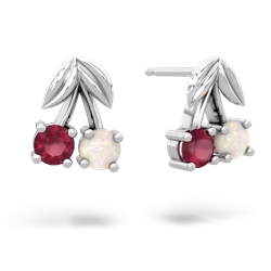 Ruby Sweet Cherries 14K White Gold earrings E7001