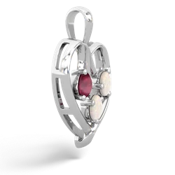 Ruby Glowing Heart 14K White Gold pendant P2233