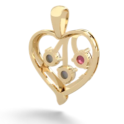 Ruby Glowing Heart 14K Yellow Gold pendant P2233