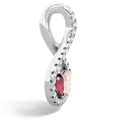 Ruby Pave Twist 'One Heart' 14K White Gold pendant P5360