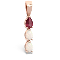 Ruby Dew Drops 14K Rose Gold pendant P2251