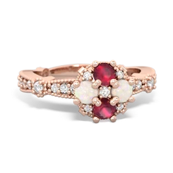 Ruby Sparkling Tiara Cluster 14K Rose Gold ring R26293RD