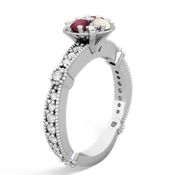 Ruby Sparkling Tiara Cluster 14K White Gold ring R26293RD