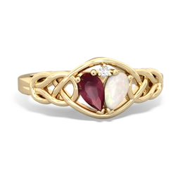 Ruby Celtic Love Knot 14K Yellow Gold ring R5420