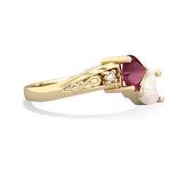 Ruby Snuggling Hearts 14K Yellow Gold ring R2178