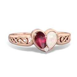 Ruby Filligree 'One Heart' 14K Rose Gold ring R5070