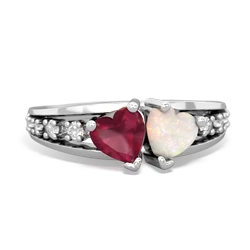 Ruby Heart To Heart 14K White Gold ring R3342