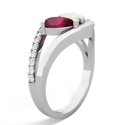 Ruby Nestled Heart Keepsake 14K White Gold ring R5650