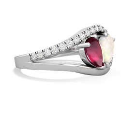 Ruby Nestled Heart Keepsake 14K White Gold ring R5650