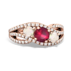 Ruby Three Stone Aurora 14K Rose Gold ring R3080