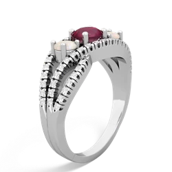 Ruby Three Stone Aurora 14K White Gold ring R3080