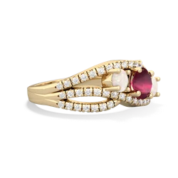 Ruby Three Stone Aurora 14K Yellow Gold ring R3080