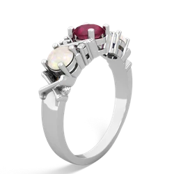 Ruby Hugs And Kisses 14K White Gold ring R5016