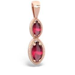 Ruby Antique-Style Halo 14K Rose Gold pendant P5700