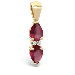 Ruby Bowtie Drop 14K Yellow Gold pendant P0865