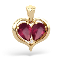 Ruby Two Become One 14K Yellow Gold pendant P5330