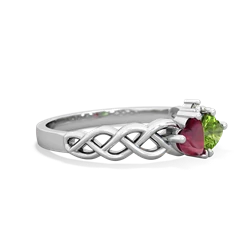 Ruby Heart To Heart Braid 14K White Gold ring R5870