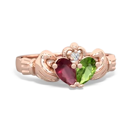 Ruby 'Our Heart' Claddagh 14K Rose Gold ring R2388