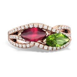 Ruby Diamond Rivers 14K Rose Gold ring R3070