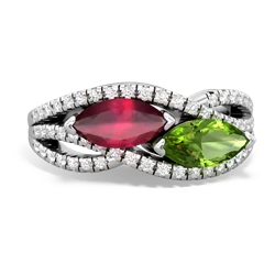 Ruby Diamond Rivers 14K White Gold ring R3070