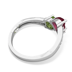 Ruby Snuggling Hearts 14K White Gold ring R2178