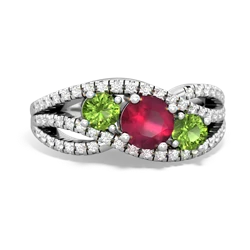 Ruby Three Stone Aurora 14K White Gold ring R3080