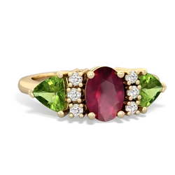 Ruby Antique Style Three Stone 14K Yellow Gold ring R2186