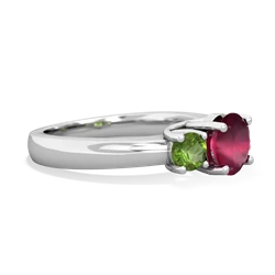 Ruby Three Stone Round Trellis 14K White Gold ring R4018