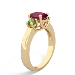 Ruby Three Stone Oval Trellis 14K Yellow Gold ring R4024