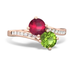 Ruby Channel Set Two Stone 14K Rose Gold ring R5303