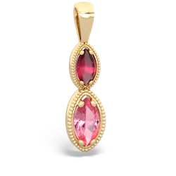 Ruby Antique-Style Halo 14K Yellow Gold pendant P5700