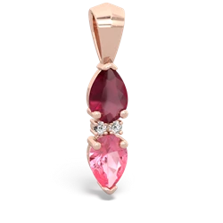 Ruby Bowtie Drop 14K Rose Gold pendant P0865