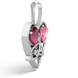 Ruby Celtic Trinity Heart 14K White Gold pendant P5331