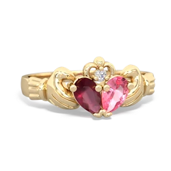 Ruby 'Our Heart' Claddagh 14K Yellow Gold ring R2388