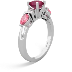 Ruby 6Mm Round Eternal Embrace Engagement 14K White Gold ring R2005