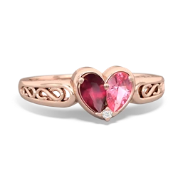 Ruby Filligree 'One Heart' 14K Rose Gold ring R5070