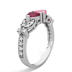 Ruby Diamond Butterflies 14K White Gold ring R5601