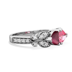 Ruby Diamond Butterflies 14K White Gold ring R5601