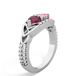 Ruby Sparkling Celtic Knot 14K White Gold ring R2645