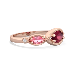 Ruby Milgrain Marquise 14K Rose Gold ring R5700