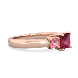 Ruby Three Stone Trellis 14K Rose Gold ring R4015