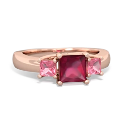 Ruby Three Stone Trellis 14K Rose Gold ring R4015