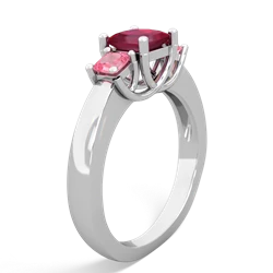 Ruby Three Stone Trellis 14K White Gold ring R4015