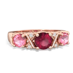 Ruby Hugs And Kisses 14K Rose Gold ring R5016