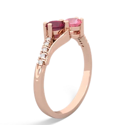 Ruby Infinity Pave Two Stone 14K Rose Gold ring R5285