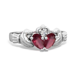 Ruby 'Our Heart' Claddagh 14K White Gold ring R2388