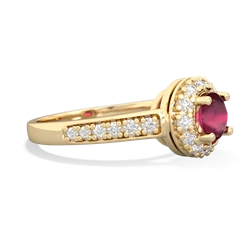 Ruby Diamond Halo 14K Yellow Gold ring R5370