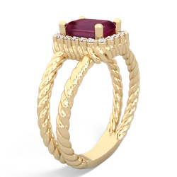 Ruby Rope Split Band 14K Yellow Gold ring R2628