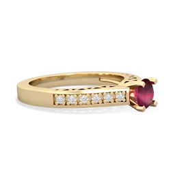 Ruby Art Deco Engagement 5Mm Round 14K Yellow Gold ring R26355RD